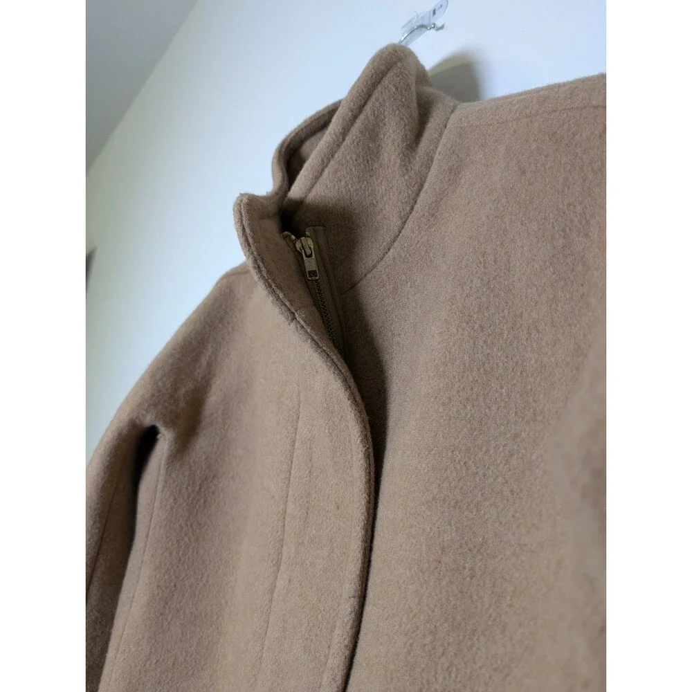J.Crew City Coat Tan Wool Blend Standing Collar Quiet Luxury Coat Size 2 Classic - Picture 9 of 9